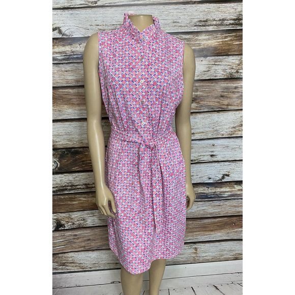 J. McLaughlin Doris Lattice Print Dress XL Pink